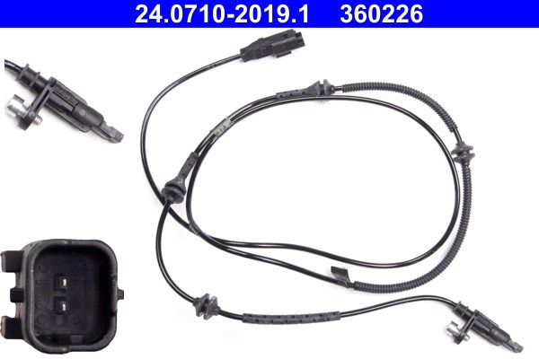 ABS-givare, Sensor, hjulvarvtal, Bakaxel Ate 24.0710-2019.1 ATE