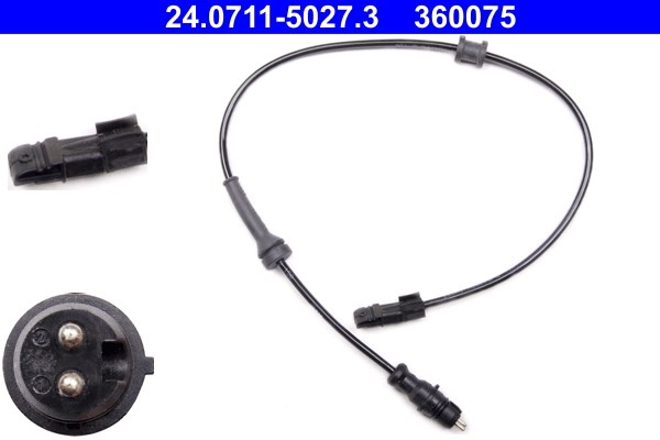 ABS-givare, Sensor, hjulvarvtal, Bakaxel Ate 24.0711-5027.3 ATE