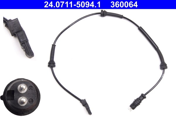 ABS-givare, Sensor, hjulvarvtal, Framaxel Ate 24.0711-5094.1 ATE