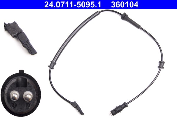 ABS-givare, Sensor, hjulvarvtal, Bakaxel Ate 24.0711-5095.1 ATE