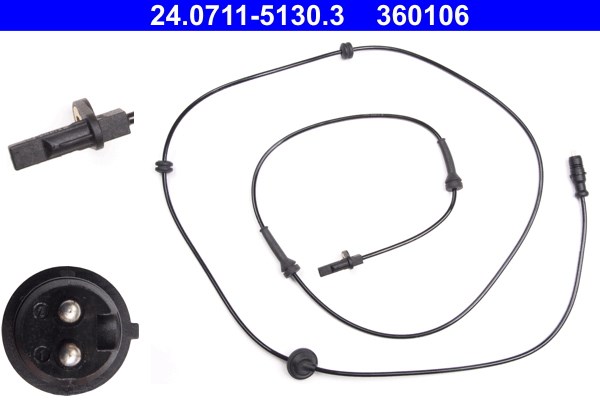 ABS-givare, Sensor, hjulvarvtal, Bakaxel Ate 24.0711-5130.3 ATE