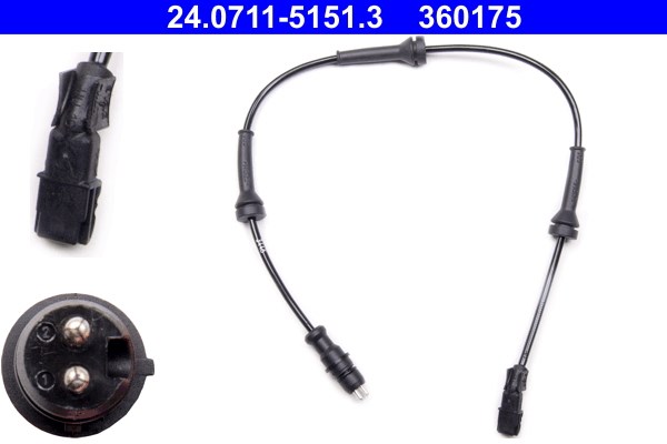 ABS-givare, Sensor, hjulvarvtal, Framaxel Ate 24.0711-5151.3 ATE