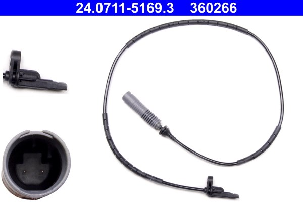 ABS-givare, Sensor, hjulvarvtal, Bakaxel Ate 24.0711-5169.3 ATE