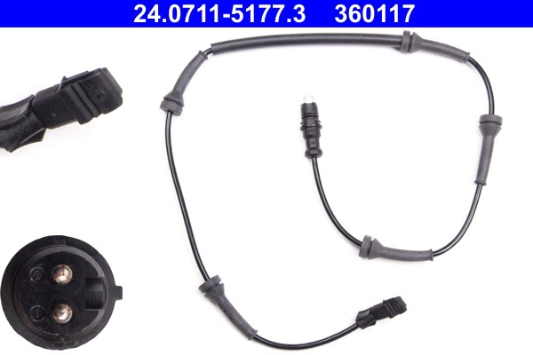 ABS-givare, Sensor, hjulvarvtal, Framaxel Ate 24.0711-5177.3 ATE