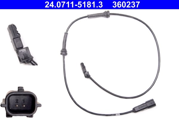 ABS-givare, Sensor, hjulvarvtal, Bakaxel Ate 24.0711-5181.3 ATE