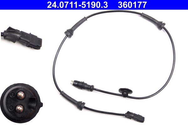 ABS-givare, Sensor, hjulvarvtal, Framaxel Ate 24.0711-5190.3 ATE