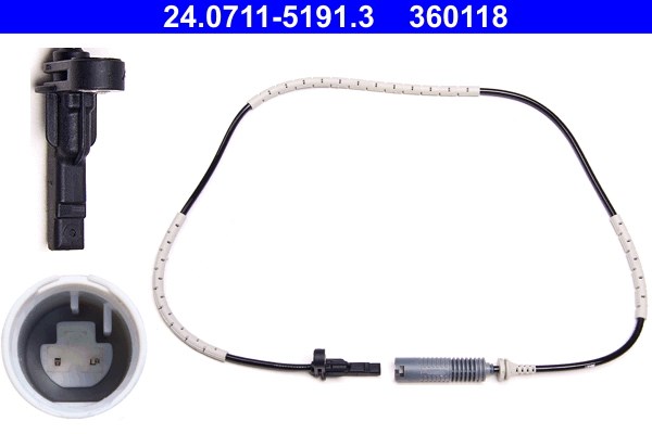 ABS-givare, Sensor, hjulvarvtal, Bakaxel Ate 24.0711-5191.3 ATE