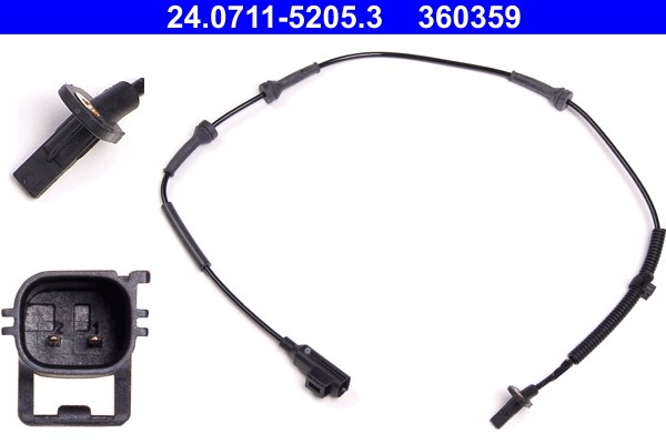 ABS-givare, Sensor, hjulvarvtal, Framaxel Ate 24.0711-5205.3 ATE