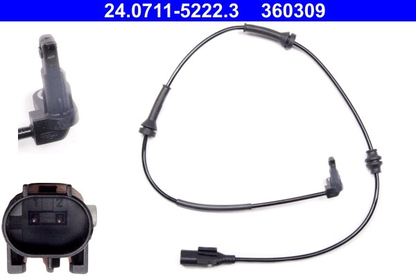 ABS-givare, Sensor, hjulvarvtal, Framaxel Ate 24.0711-5222.3 ATE