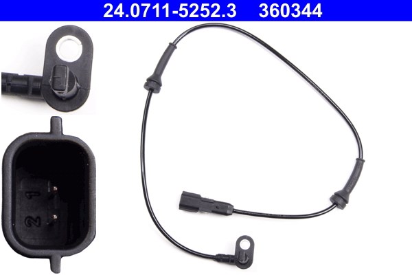 ABS-givare, Sensor, hjulvarvtal, Bakaxel Ate 24.0711-5252.3 ATE