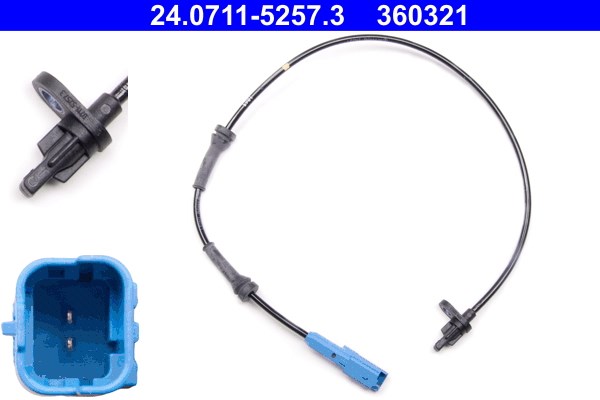ABS-givare, Sensor, hjulvarvtal, Bakaxel Ate 24.0711-5257.3 ATE