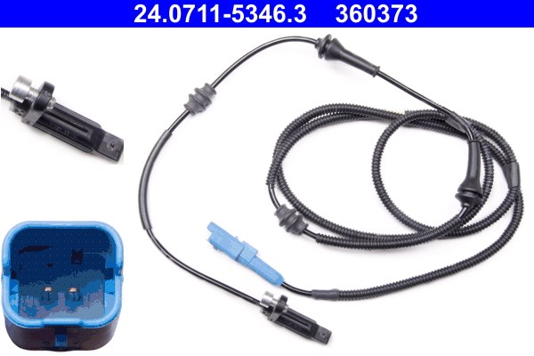 ABS-givare, Sensor, hjulvarvtal, Bakaxel Ate 24.0711-5346.3 ATE