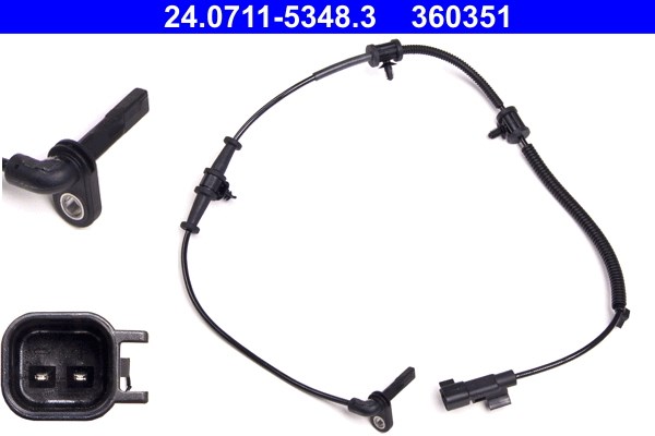 ABS-givare, Sensor, hjulvarvtal, Framaxel Ate 24.0711-5348.3 ATE