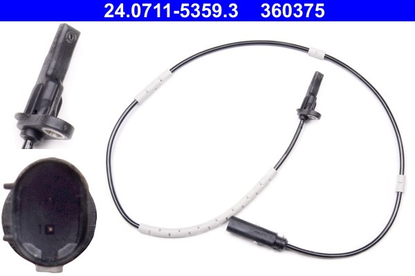 ABS-givare, Sensor, hjulvarvtal, Bakaxel Ate 24.0711-5359.3 ATE