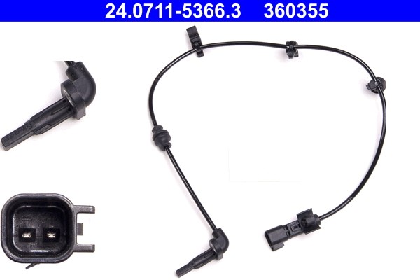 ABS-givare, Sensor, hjulvarvtal, Bakaxel Ate 24.0711-5366.3 ATE