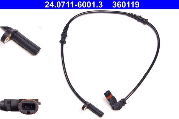 ABS-givare, Sensor, hjulvarvtal, Framaxel Ate 24.0711-6001.3 ATE
