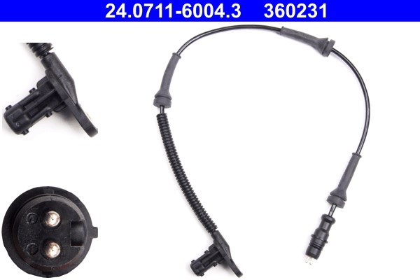 ABS-givare, Sensor, hjulvarvtal, Framaxel Ate 24.0711-6004.3 ATE