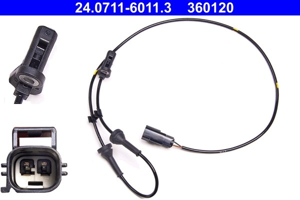 ABS-givare, Sensor, hjulvarvtal, Framaxel Ate 24.0711-6011.3 ATE