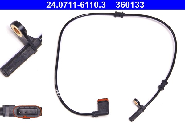 ABS-givare, Sensor, hjulvarvtal, Bakaxel vänster Ate 24.0711-6110 ATE