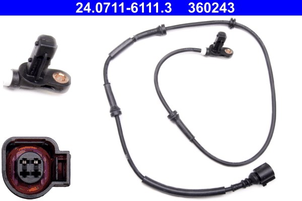 ABS-givare, Sensor, hjulvarvtal, Bakaxel Ate 24.0711-6111.3 ATE