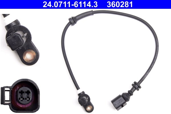 ABS-givare, Sensor, hjulvarvtal, Framaxel Ate 24.0711-6114.3 ATE