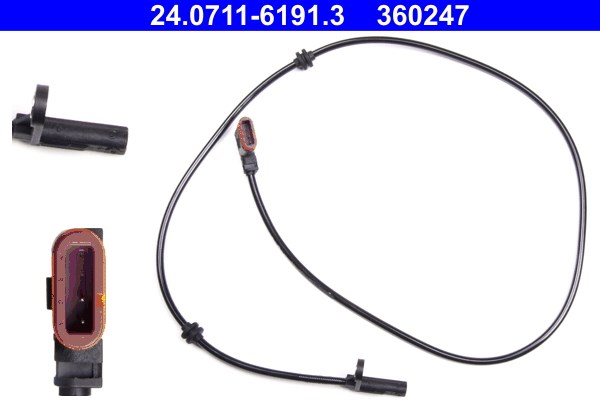 ABS-givare, Sensor, hjulvarvtal, Bakaxel Ate 24.0711-6191.3 ATE