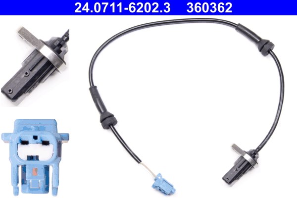 ABS-givare, Sensor, hjulvarvtal, Bakaxel Ate 24.0711-6202.3 ATE