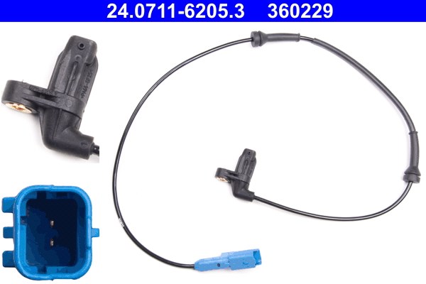 ABS-givare, Sensor, hjulvarvtal, Framaxel Ate 24.0711-6205.3 ATE