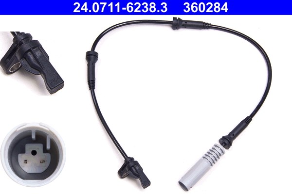 ABS-givare, Sensor, hjulvarvtal, Framaxel Ate 24.0711-6238.3 ATE