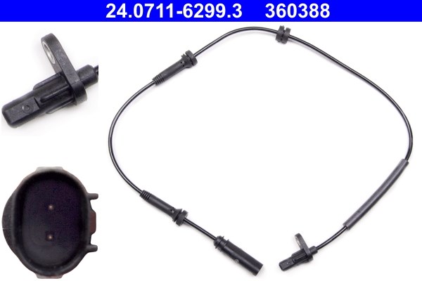 ABS-givare, Sensor, hjulvarvtal, Framaxel Ate 24.0711-6299.3 ATE