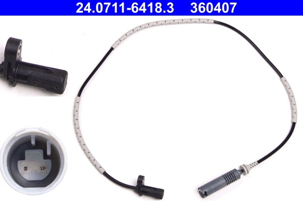 ABS-givare, Sensor, hjulvarvtal, Bakaxel Ate 24.0711-6418.3 ATE