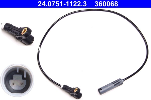 ABS-givare, Sensor, hjulvarvtal, Bakaxel Ate 24.0751-1122.3 ATE