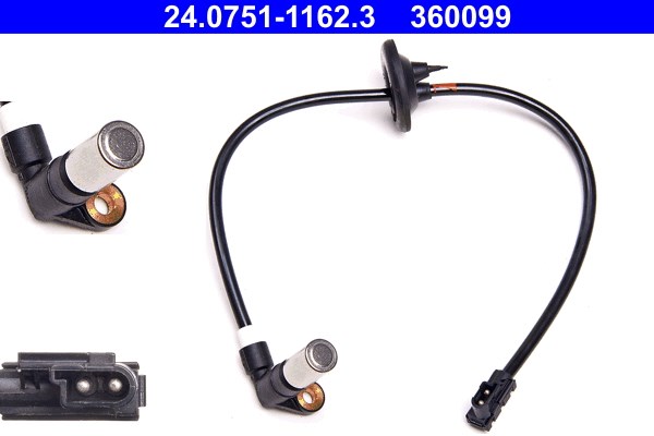 ABS-givare, Sensor, hjulvarvtal, Bakaxel Ate 24.0751-1162.3 ATE