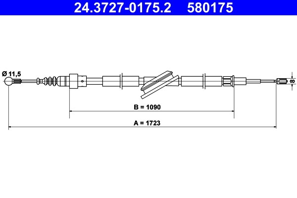 Vajer, parkeringsbroms, Bak Ate 24.3727-0175.2 ATE