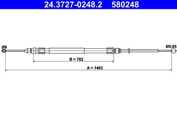 Vajer, parkeringsbroms, Bak Ate 24.3727-0248.2 ATE