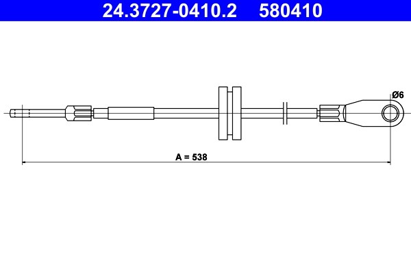 Vajer, parkeringsbroms, Fram Ate 24.3727-0410.2 ATE