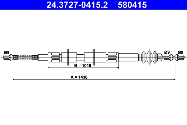 Vajer, parkeringsbroms, Bak Ate 24.3727-0415.2 ATE