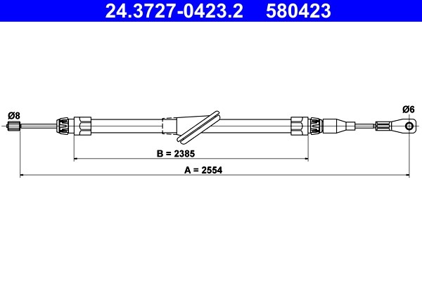Vajer, parkeringsbroms, Fram Ate 24.3727-0423.2 ATE Vajer, parkeringsbroms, Fram Ate 24.3727-0423.2 ATE