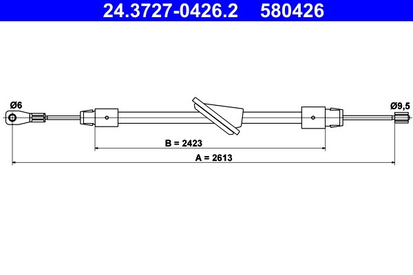 Vajer, parkeringsbroms, Fram Ate 24.3727-0426.2 ATE