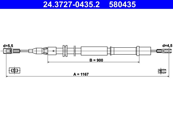 Vajer, parkeringsbroms, Bak Ate 24.3727-0435.2 ATE