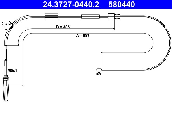 Vajer, parkeringsbroms, Fram Ate 24.3727-0440.2 ATE Vajer, parkeringsbroms, Fram Ate 24.3727-0440.2 ATE