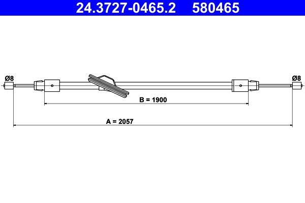 Vajer, parkeringsbroms, Fram Ate 24.3727-0465.2 ATE