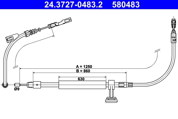 Vajer, parkeringsbroms, Mitt Ate 24.3727-0483.2 ATE