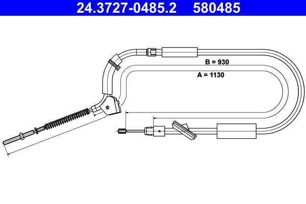 Vajer, parkeringsbroms, Fram Ate 24.3727-0485.2 ATE