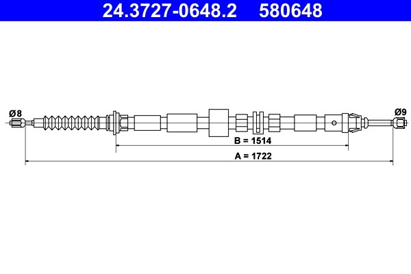 Vajer, parkeringsbroms, Bak Ate 24.3727-0648.2 ATE Vajer, parkeringsbroms, Bak Ate 24.3727-0648.2 ATE
