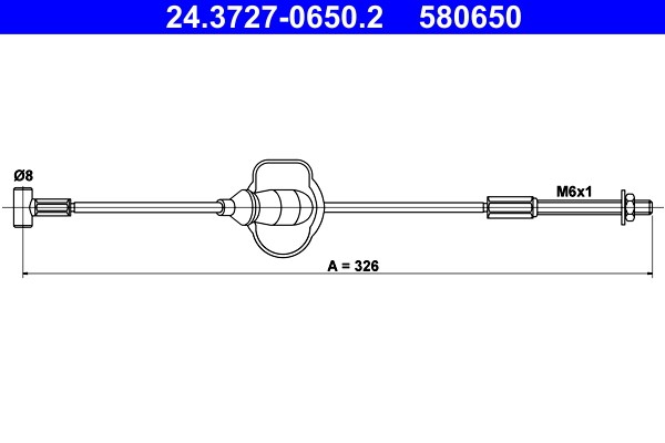 Vajer, parkeringsbroms, Fram Ate 24.3727-0650.2 ATE
