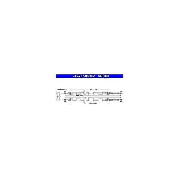 Vajer, parkeringsbroms, Bak Ate 24.3727-0660.2 ATE