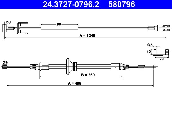 Vajer, parkeringsbroms, Fram, Mitt Ate 24.3727-0796.2 ATE