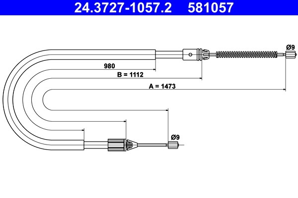 Vajer, parkeringsbroms, Bak Ate 24.3727-1057.2 ATE