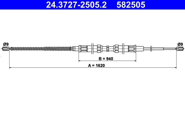 Vajer, parkeringsbroms, Bak Ate 24.3727-2505.2 ATE